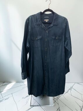 Merona Dark Indigo Button-Down Denim Shirt Dress P:24” L:40.5”